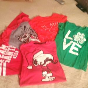 Mixed Lot. Happy Holidays! 5pc. Long/Short Shirts Xmas, V-Day, St Pats 5,6,5/6